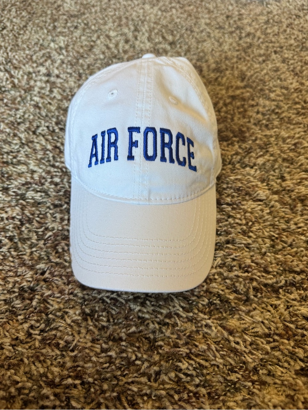 Legacy White Baseball Cap with Blue "AIR FORCE" Embroidery